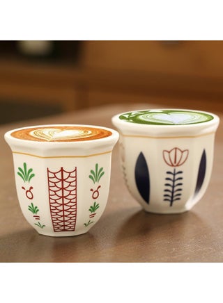 2 PCS  180mL Ceramic Coffee Cups Demitasse Cups for Turkish Tea Cappuccino Latte - view 2